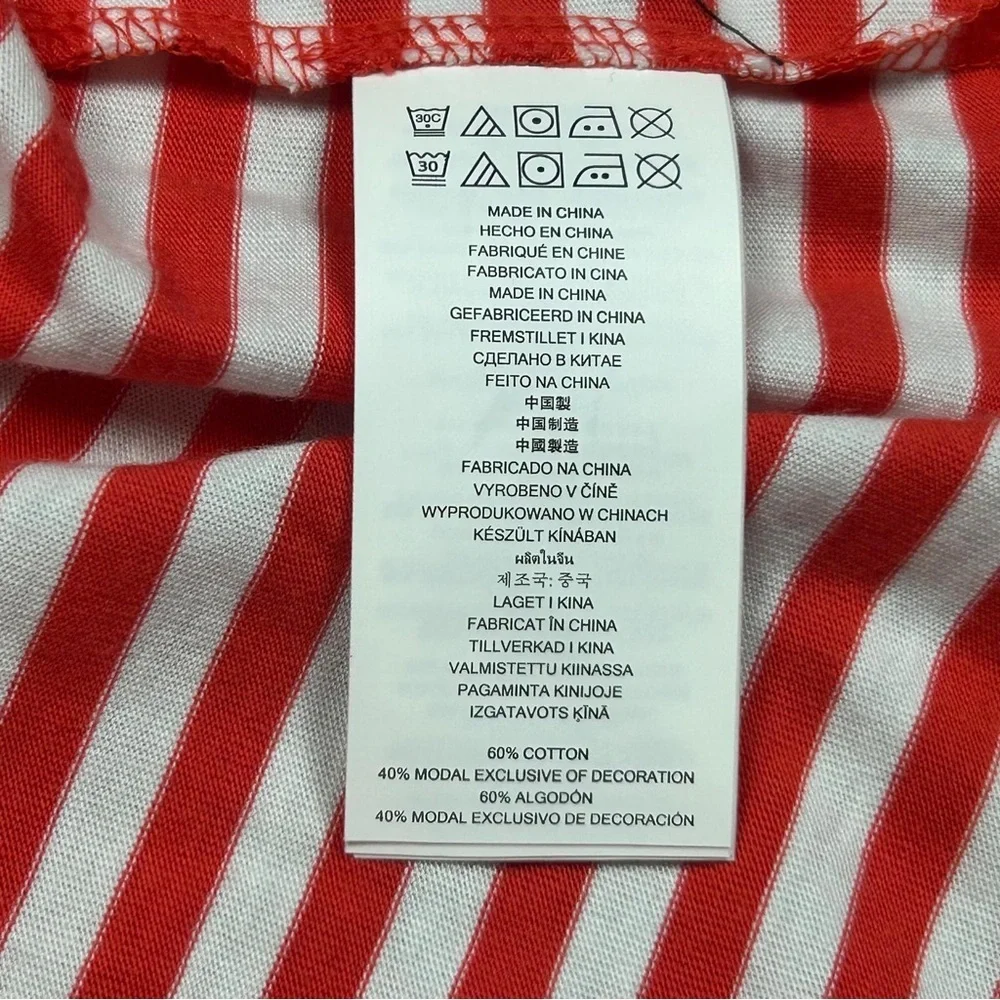 Michael Kors White and Red Boxy Short Sleeve Blouse Size‎ XL